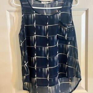 Blu Pepper Navy and White Checkered Blouse